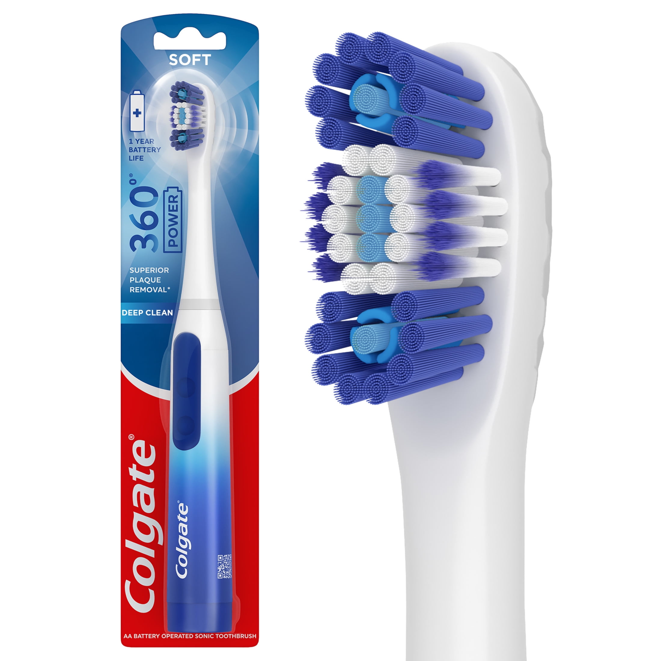 Colgate 360 Power Deep Clean Battery Operated Sonic Toothbrush, 1 AA
