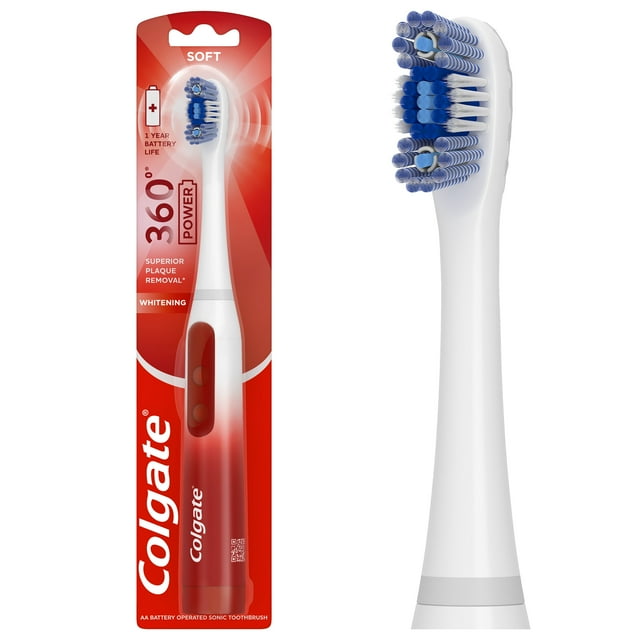 Colgate 360 Power Whitening Battery Operated Toothbrush, Soft, 1 AA