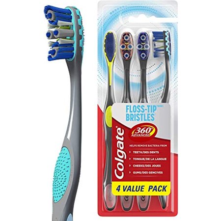 Colgate 360° Total Advanced Floss-Tip Bristles Toothbrush, Soft - 4 Count