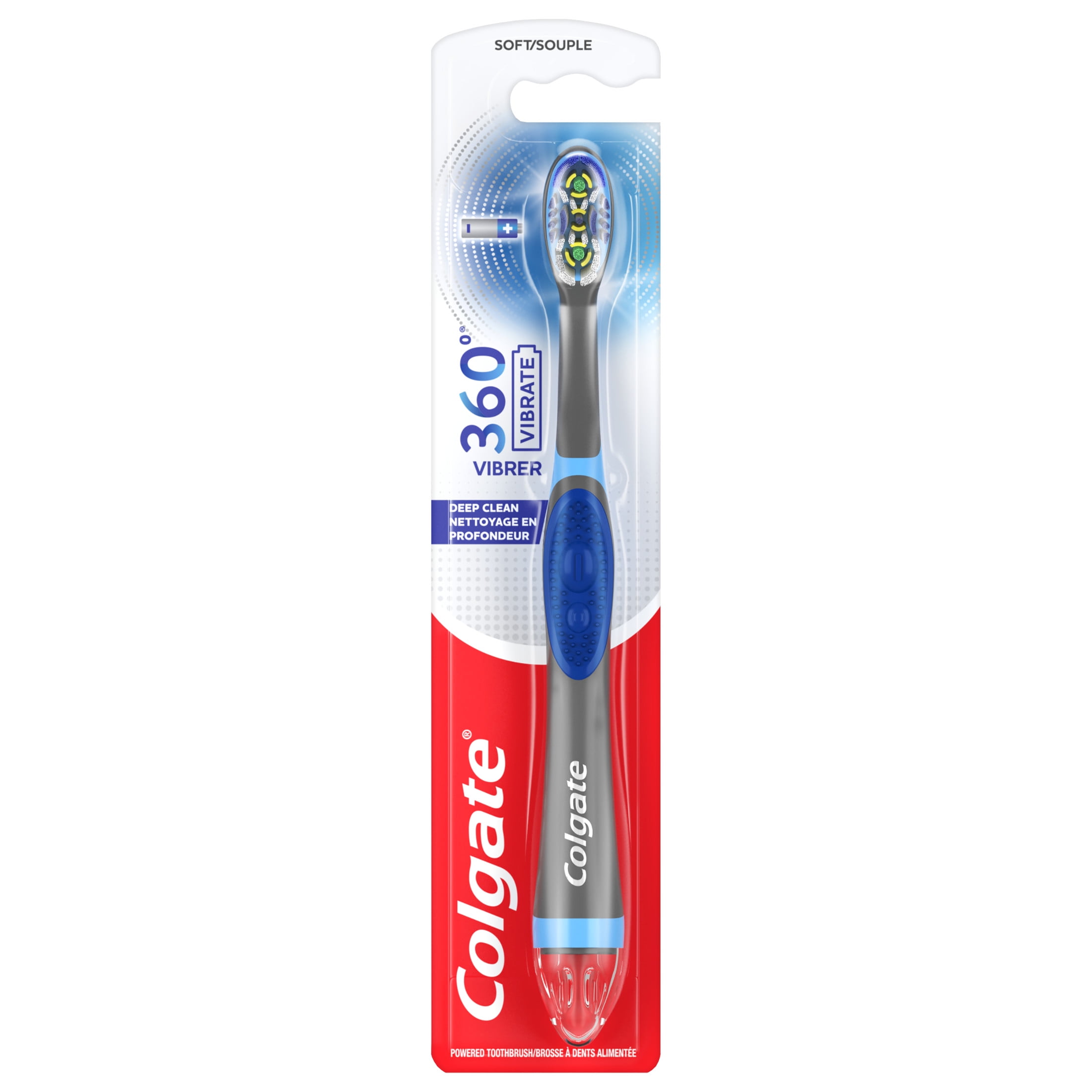 Colgate 360 Vibrate Deep Clean Battery Operated Toothbrush, 1 AAA Battery Included