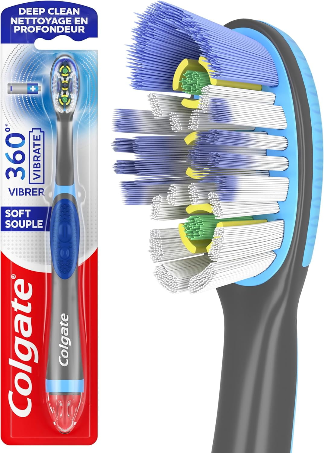 Colgate 360 Vibrate Deep Clean Battery Operated Toothbrush, Disposable