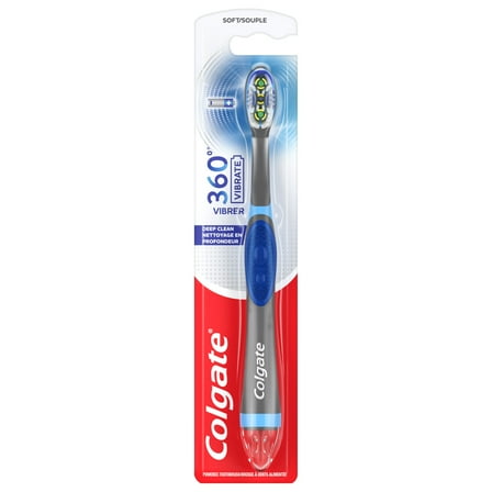 Colgate 360 Vibrate Deep Clean Battery Powered Adult Toothbrush, Soft, 1 AAA Battery Included