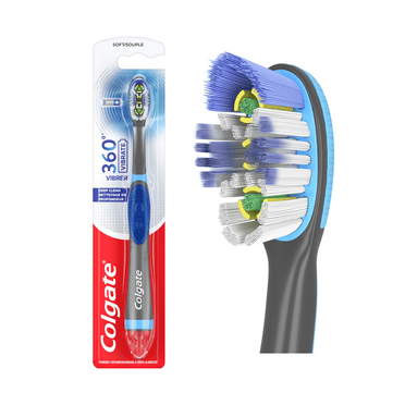 Colgate 360 Vibrate Deep Clean Battery Powered Adult Toothbrush, Soft, 1 AAA Battery Included
