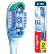 Colgate 360 Deep Clean Toothbrush Pack, Medium Adult Toothbrushes, 2 Pack