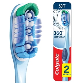 Colgate 360 Deep Clean Toothbrush Pack, Soft Adult Toothbrushes, 2 Pack