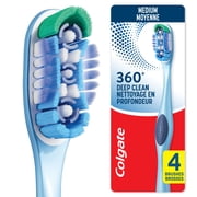 Colgate 360 Deep Clean Toothbrush Pack, Medium Adult Toothbrushes, 4 Pack
