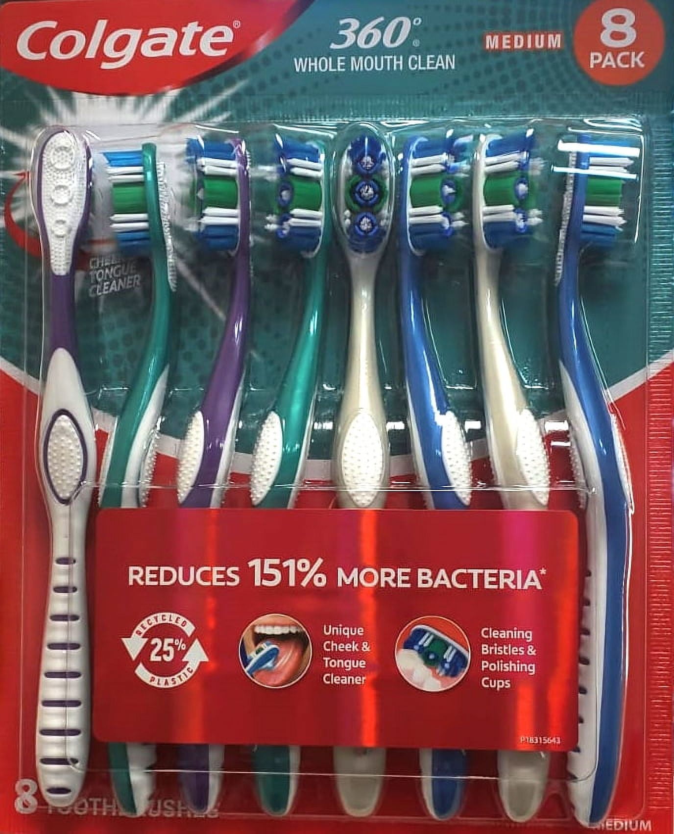 Colgate 360 Whole Mouth Clean Medium Toothbrushes, 8 ct.