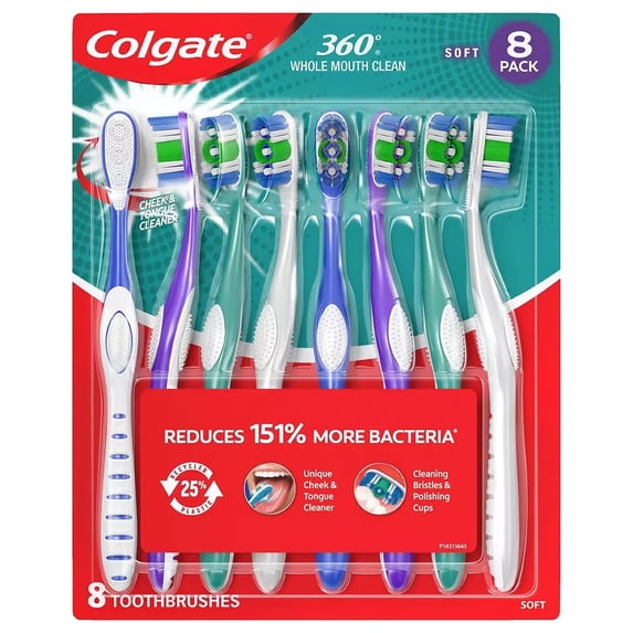 Colgate 360 Whole Mouth Clean Soft Toothbrushes, 8 ct.