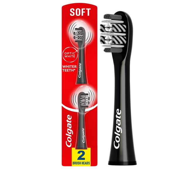 Colgate Optic White Replacement Toothbrush Heads Pack, Black, 2 Count
