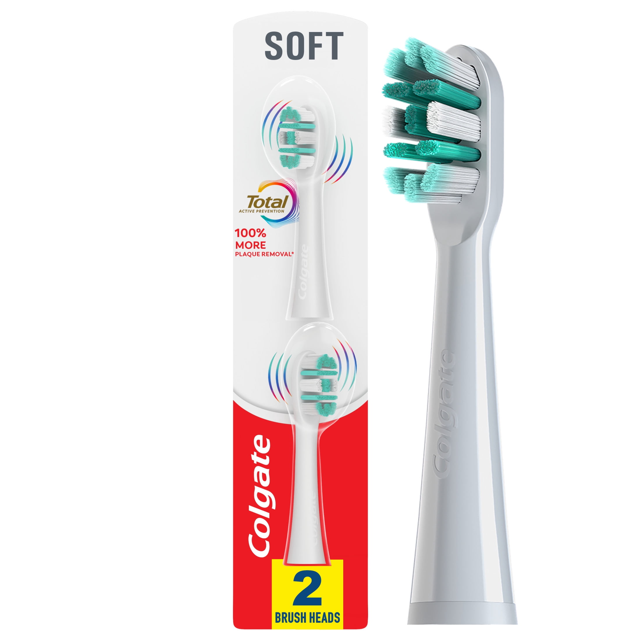 Colgate Total Replacement Toothbrush Heads Pack, 2 Count, Fits Any Adult Colgate Battery Toothbrush