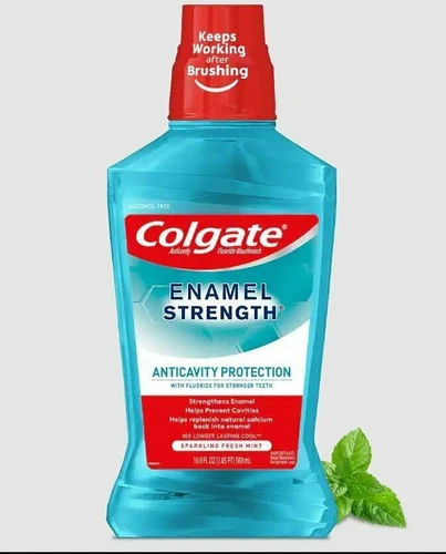 Colgate Alcohol Free Fluoride Mouthwash Enamel Strength Fresh Mint 16.9 Ounce