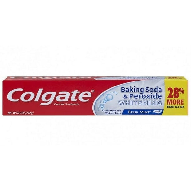 Colgate Baking Soda & Peroxide Whitening Toothpaste, Brisk Mint, 8.2