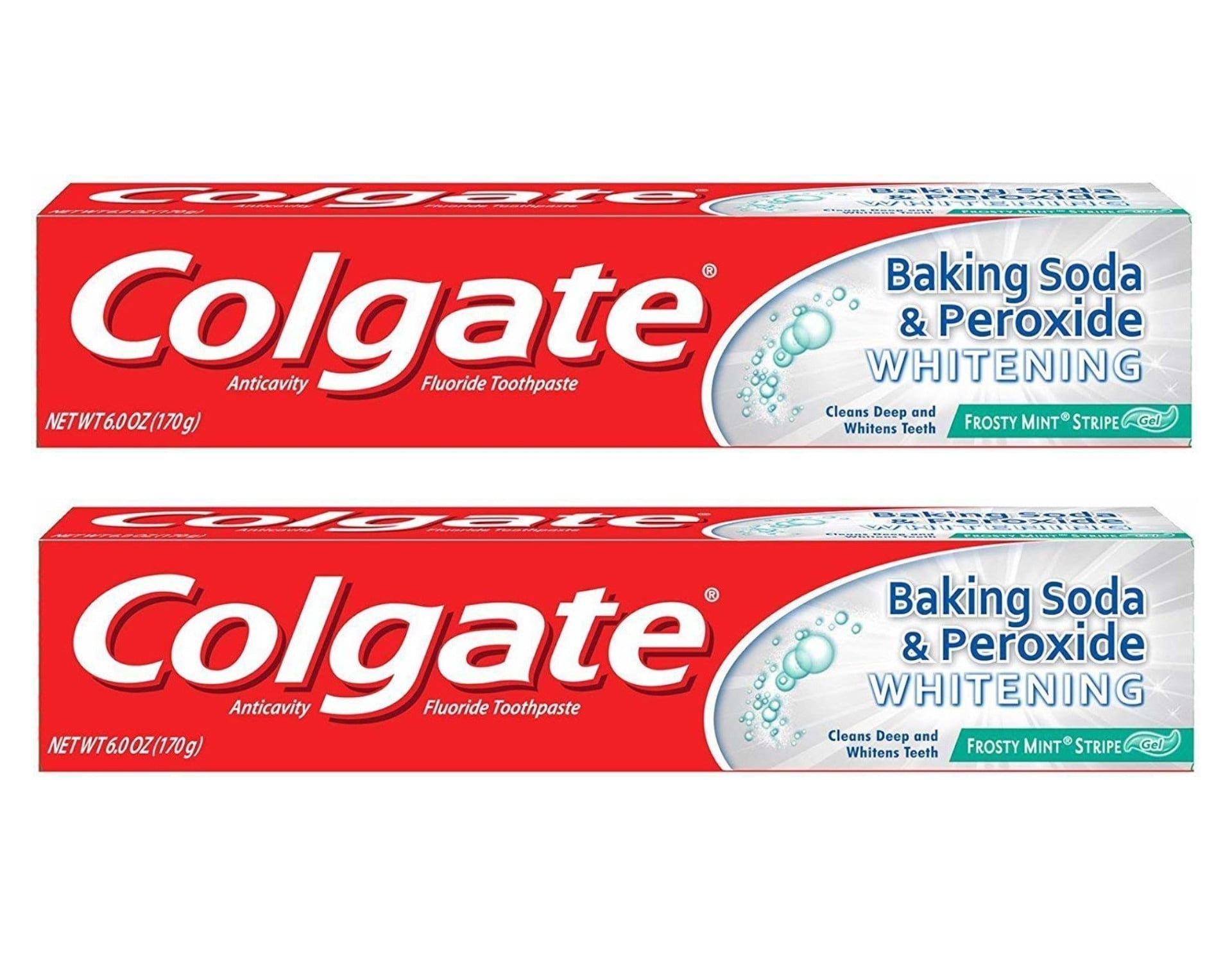 Colgate Baking Soda and Peroxide Whitening Gel Toothpaste, Frosty Mint, 6 oz, 2 Pack