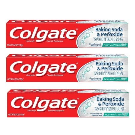 Colgate Baking Soda and Peroxide Whitening Gel Toothpaste, Frosty Mint, 6 oz - 3 Pack