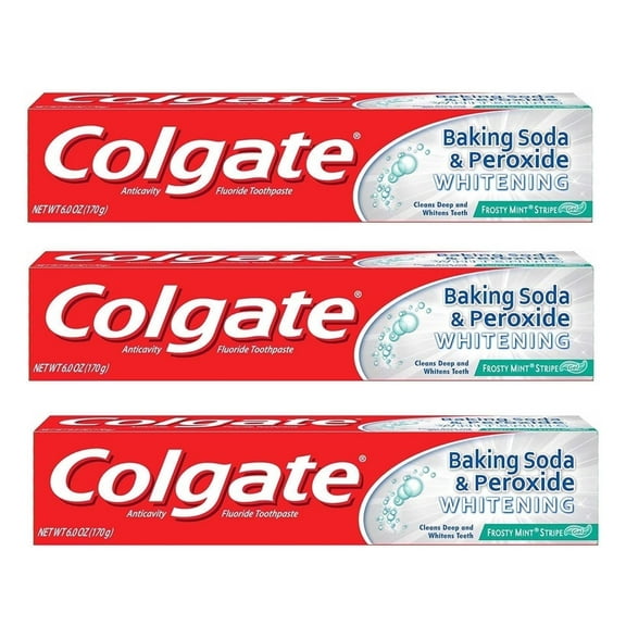 Colgate Baking Soda and Peroxide Whitening Gel Toothpaste, Frosty Mint, 6 oz - 3 Pack