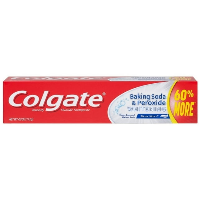 Colgate Baking Soda and Peroxide Whitening Toothpaste, 4 oz (Pack of 4