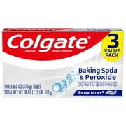 Colgate Baking Soda and Peroxide Whitening Toothpaste, Brisk Mint, 6 oz, 3 Pack