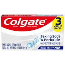 Colgate Baking Soda and Peroxide Whitening Toothpaste, Brisk Mint, 6 oz, 3 Pack