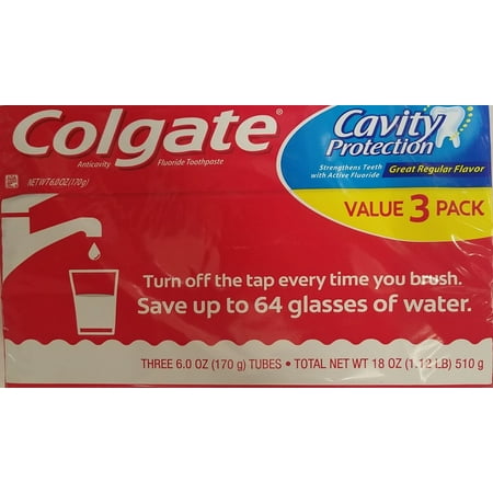 Colgate Basic Cavity Protection 6 Oz. Regular Flavor Toothpaste, 3 Pack