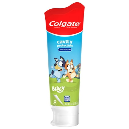 Colgate Bluey Kids Toothpaste with Fluoride, Cavity Protection, Mild Bubble Fruit Flavor, 4.6 oz Tube