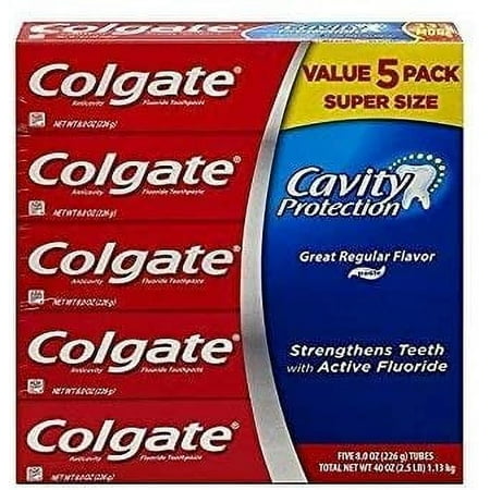 Colgate Cavity Protection Regular Flavor Fluoride Toothpaste 8 Ounce Tube (10 Pack)