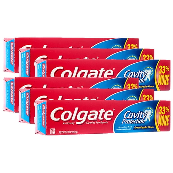 Colgate Cavity Protection Strengthens Teeth w/ Active Flouride, 6oz, 6-Pack