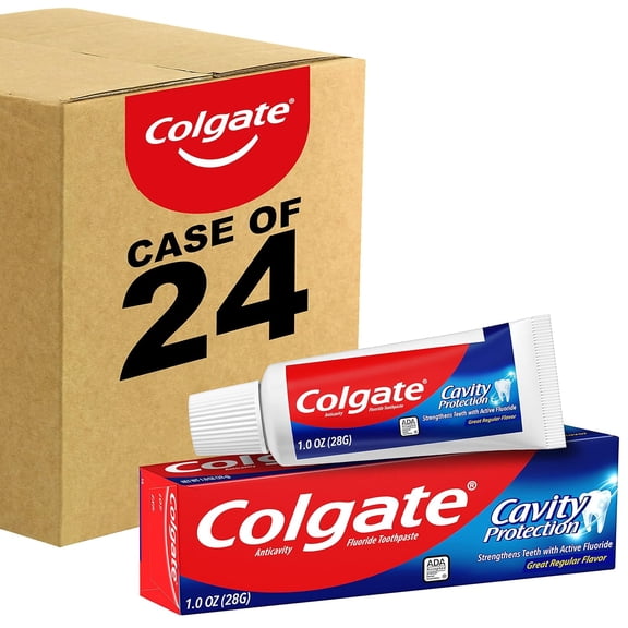 Colgate Cavity Protection Toothpaste, 1 Ounce Tube, 24 Count