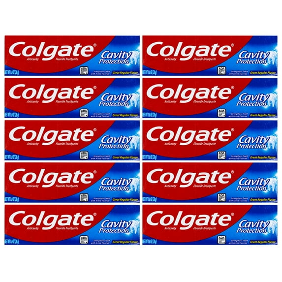 Colgate Cavity Protection Toothpaste, Creat Regular Flavor, Travel Size 1 Oz (28G) - Pack Of 10 - Pack Of 2