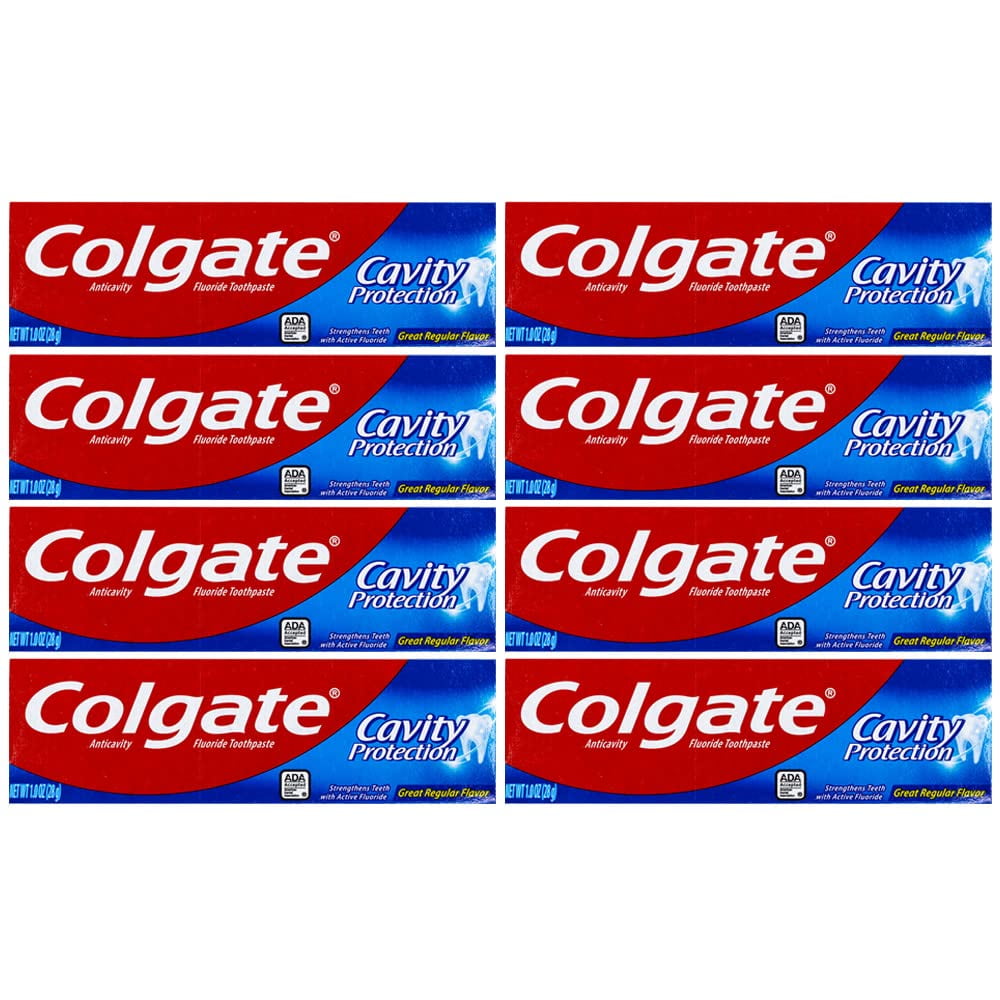 Colgate Cavity Protection Toothpaste, Creat Regular Flavor, Travel Size 1 oz (28g) - Pack of 8