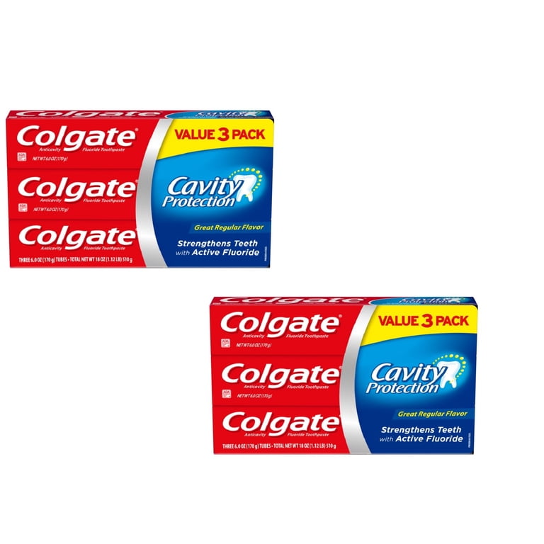 Pack De 3 Dentifrices Colgate Protection Caries Au Fluor - Goût Menthe Régulier, 3x170g