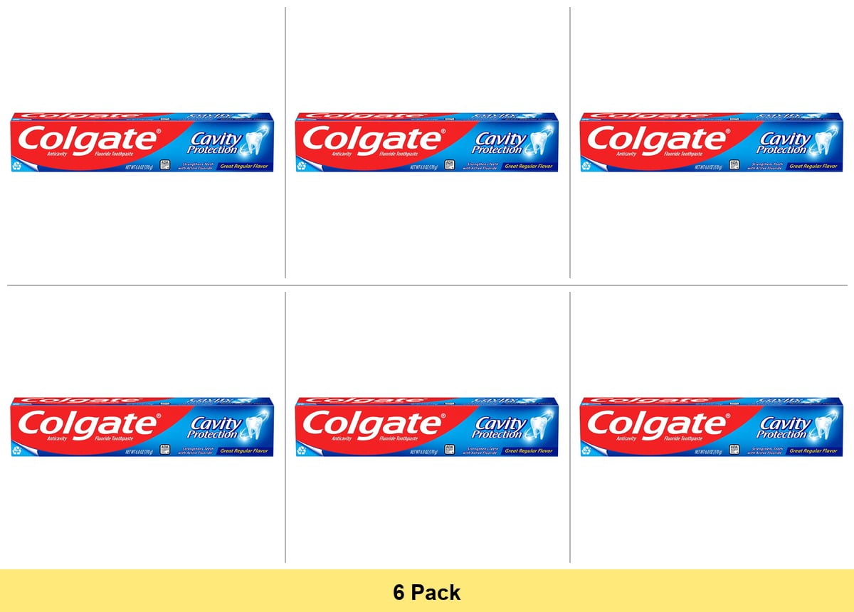Colgate Cavity Protection Toothpaste with Fluoride, Minty Great Flavor, 6 oz Tube - 6 Pack