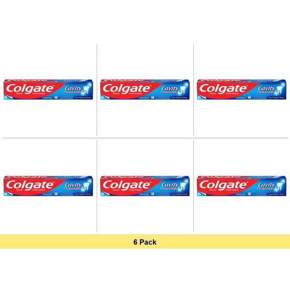Colgate Cavity Protection Toothpaste with Fluoride, Minty Great Flavor, 6 oz Tube - 6 Pack
