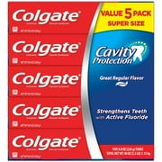Colgate Cavity Protection Toothpaste with Fluoride, Regular Flavor, 8oz (5 Pack)