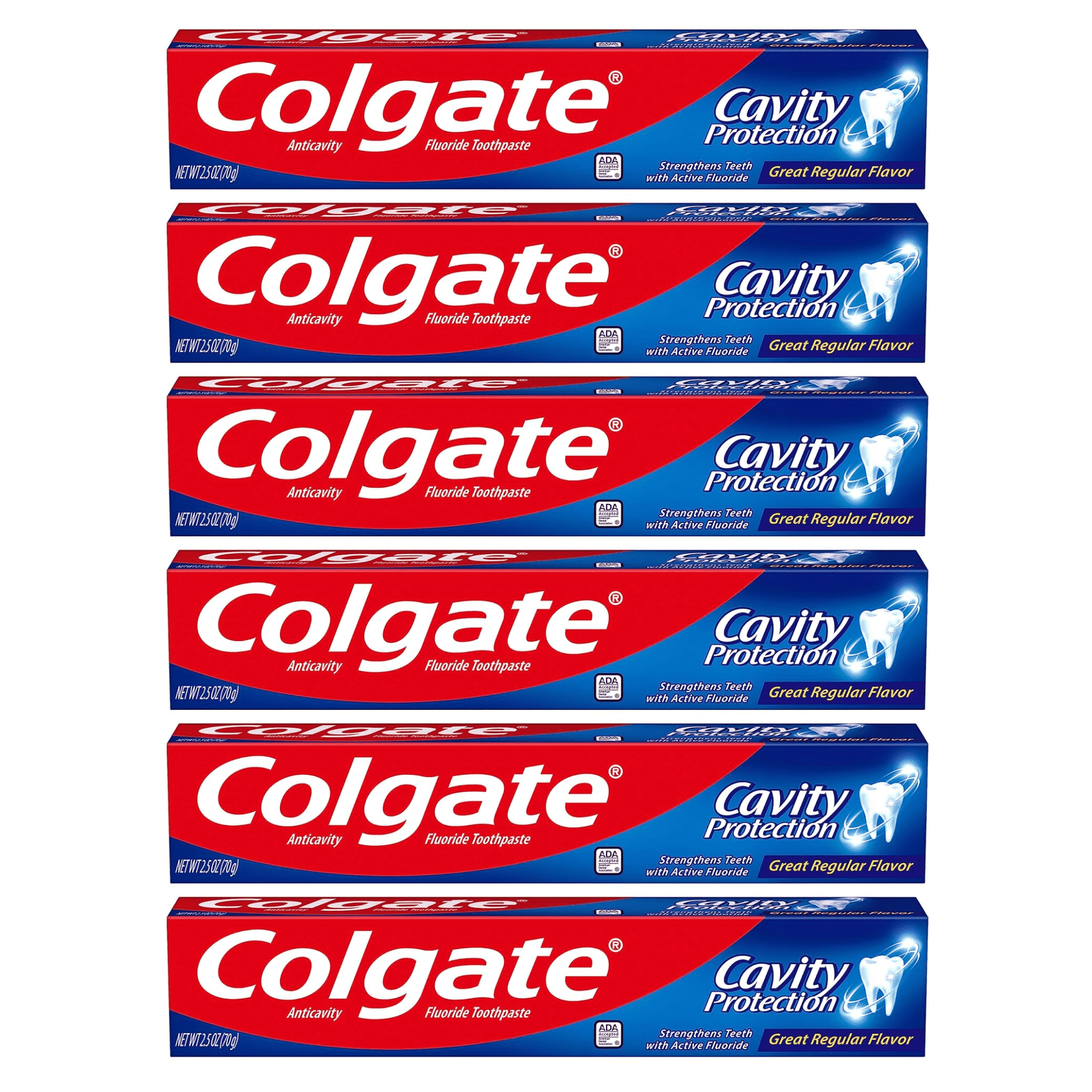Colgate Cavity Protection Travel Toothpaste with Fluoride, ADA Accepted, TSA Approved Size 2.5 Ounce (Pack of 6)