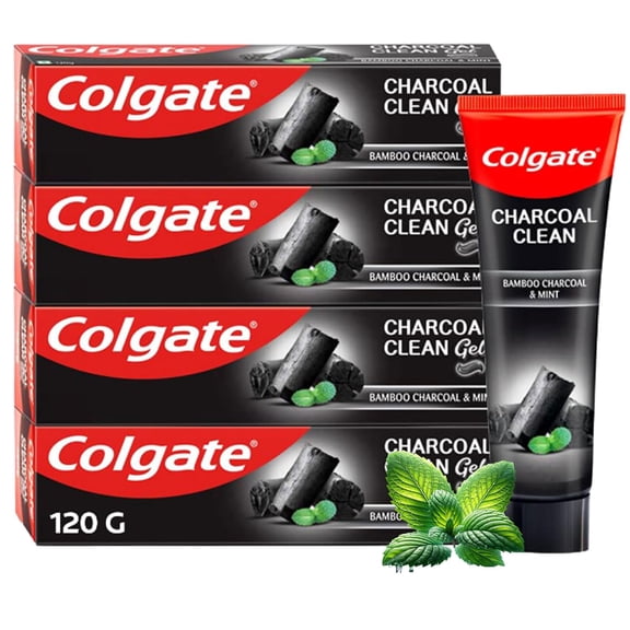 Colgate Charcoal Clean Black Gel Toothpaste 480g (120g x4) Plaque Removal