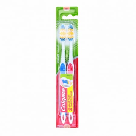 Colgate Classic Clean Toothbrush Combo 2 Pack with Tongue Cleaners Soft