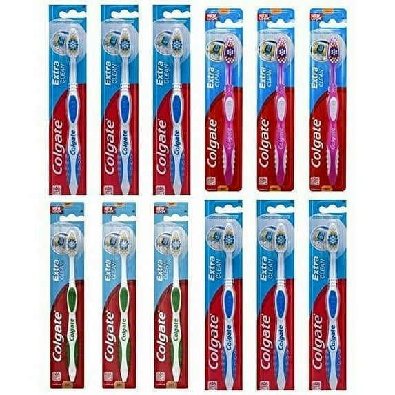 Colgate Extra Clean Full Head Toothbrush, Soft, Assorted Colors (Pack of 12)