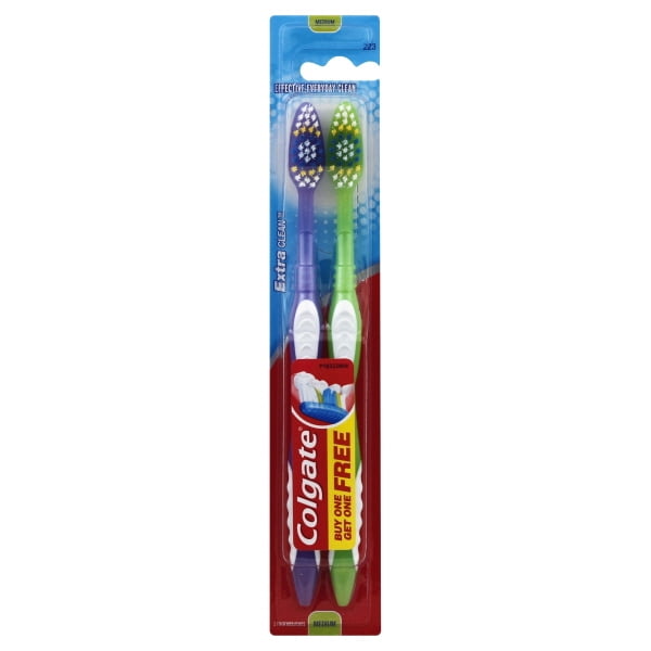 Colgate Extra Clean Medium Bristle Toothbrush, 2 Pack