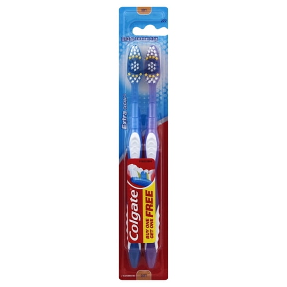 Colgate Extra Clean Soft Bristle Toothbrush, 2 Pack