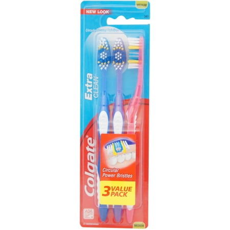 Colgate Extra Clean Toothbrushes, Full Head, Medium, 3 ea (Pack of 3)