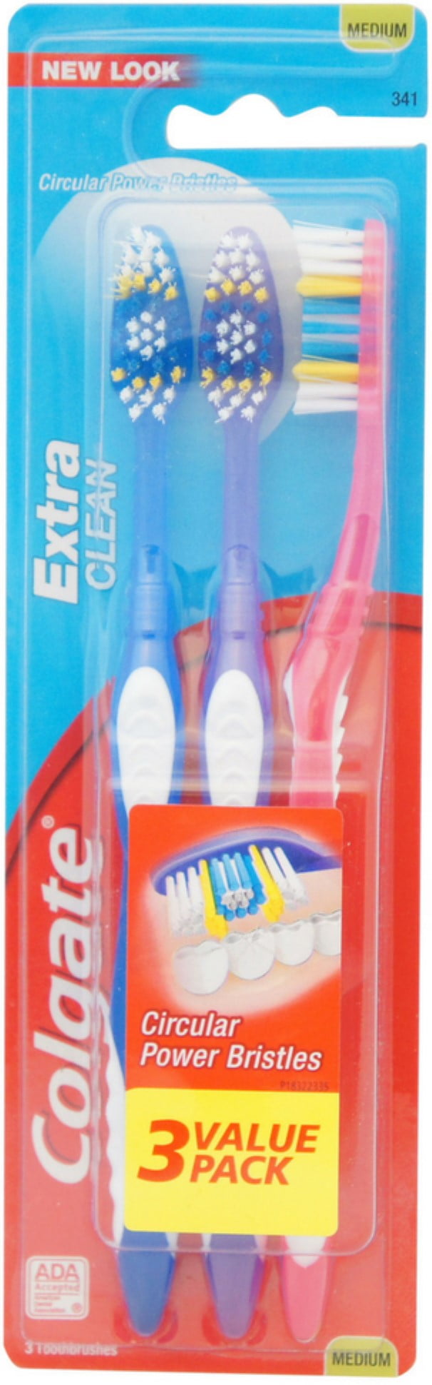 Colgate Extra Clean Toothbrushes, Full Head, Medium, 3 ea (Pack of 6)