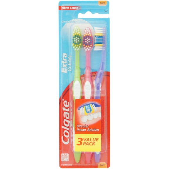 Colgate Extra Clean Toothbrushes, Full Head, Soft 3 ea