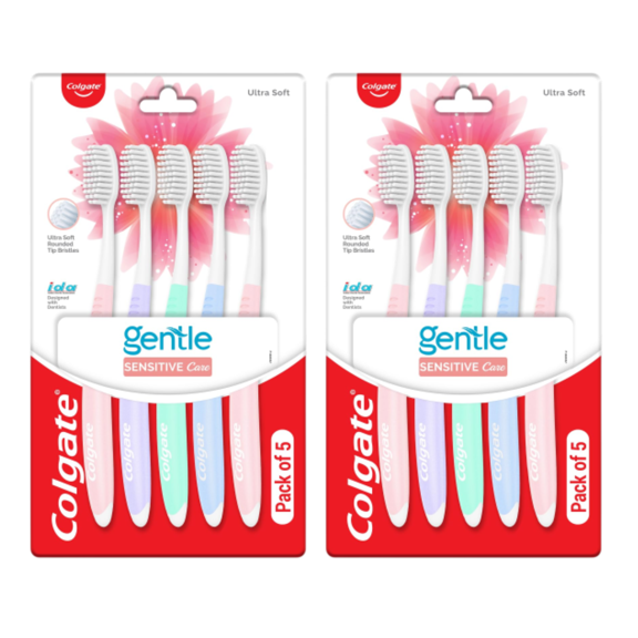 Colgate Gentle Sensitive Care Ultra Soft Bristles Manual Toothbrush, 10 Pack Multicolor