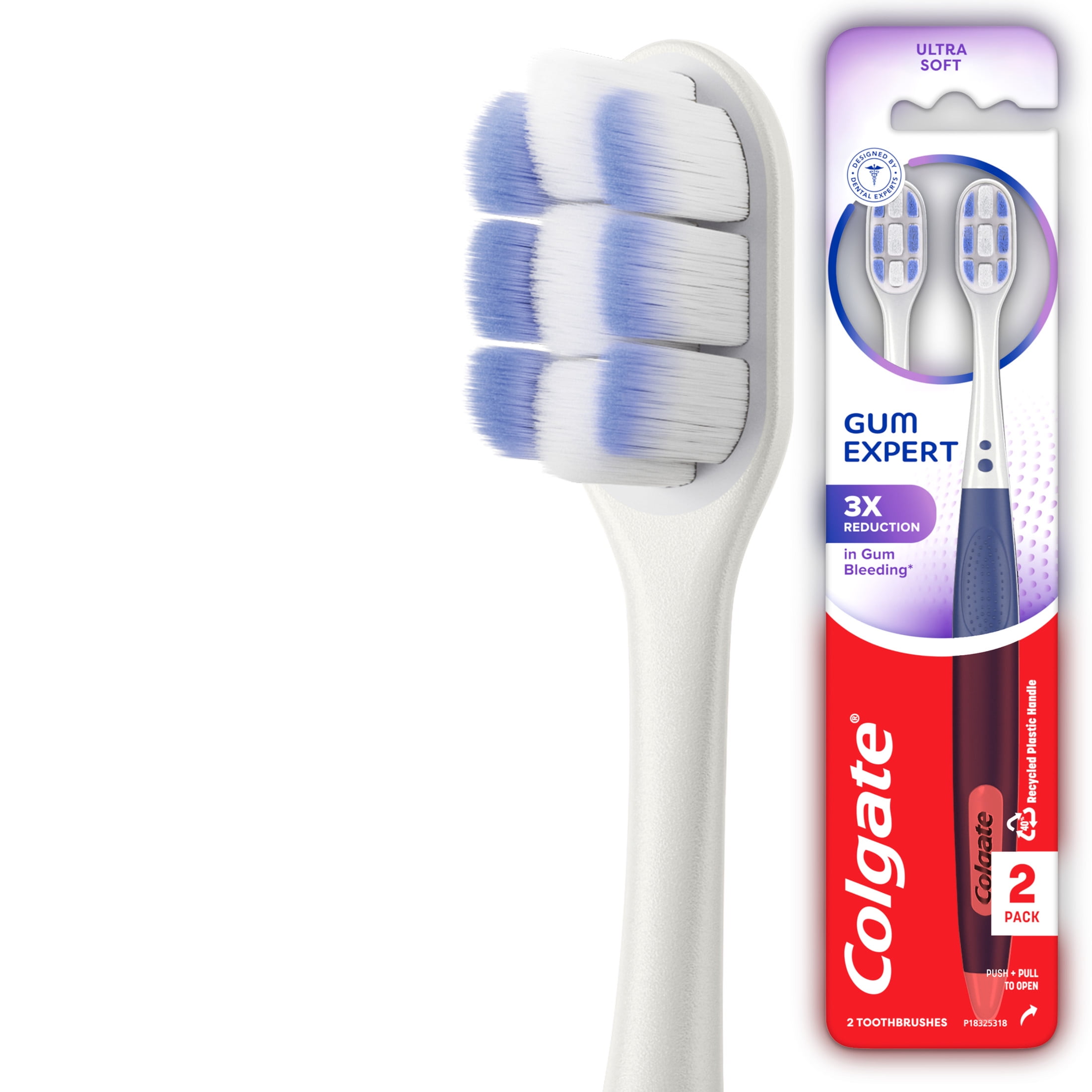 Colgate Gum Expert, Adult Manual Gum Toothbrush, Ultra Soft, 2 Pack