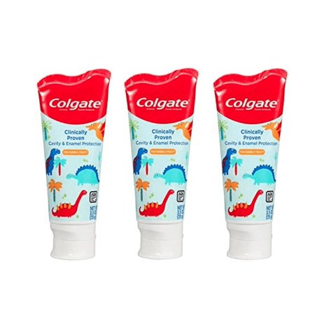 Colgate Kids 3.5 oz 3-Pack Dinosaurs Mild Bubble Fruit Flavor Toothpaste Fluoride Cavity & Enamel Protection