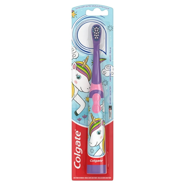 Colgate Kids Battery Full Head Toothbrush, Unicorn Toothbrush, for Children,1 Pack