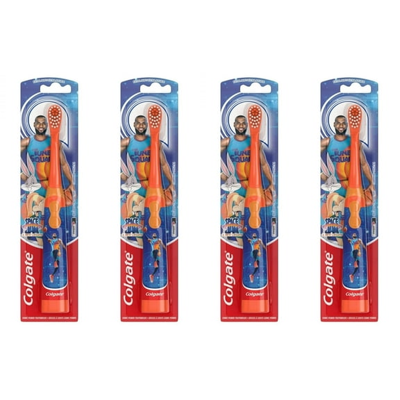 Colgate Kids Battery Powered Toothbrush - Childrens Battery Toothbrush - Space Jam, Pack of 4