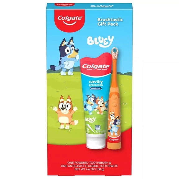 Colgate Kids Bluey Battery Toothbrush & Toothpaste Set, 2ct, with Extra Soft Bristles