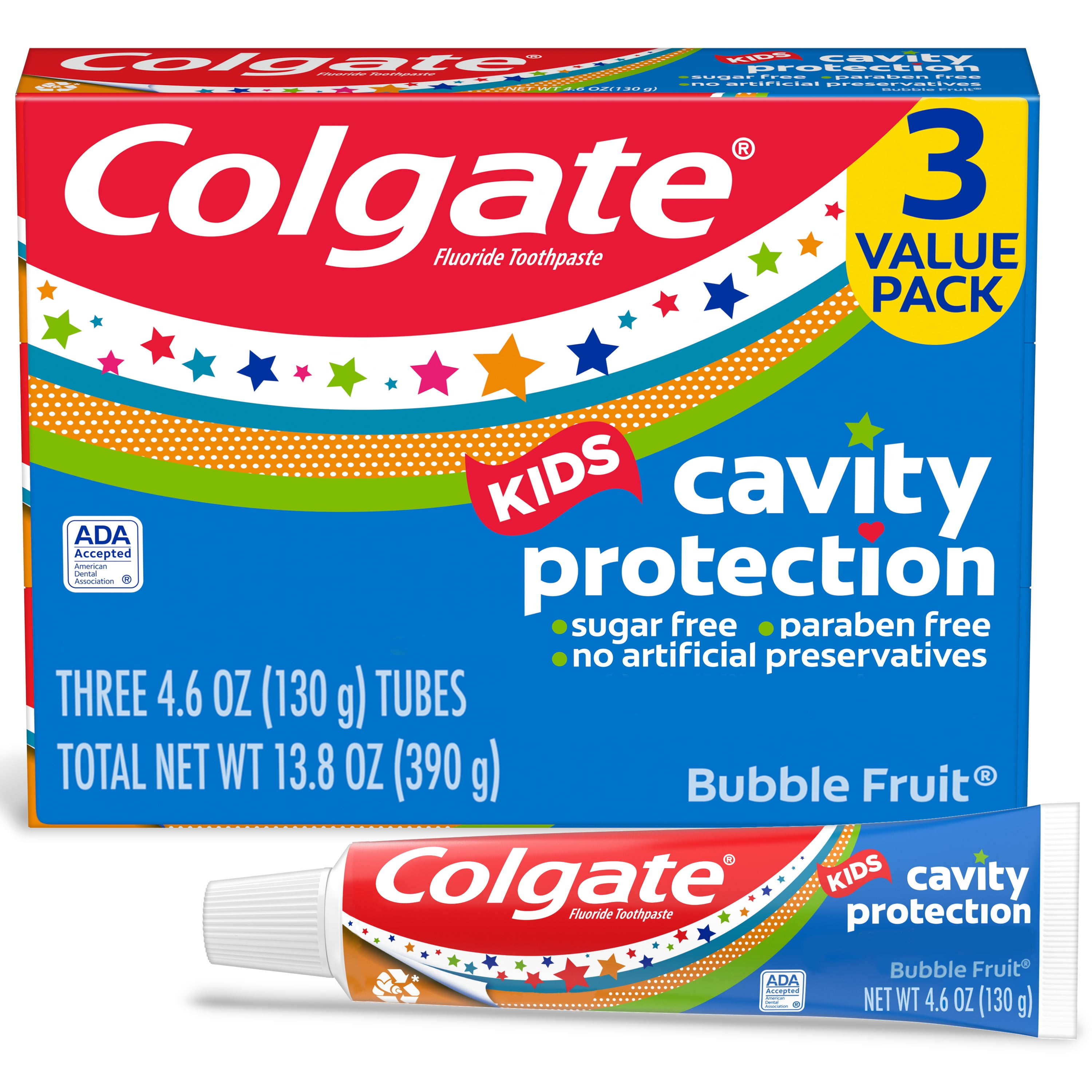 Colgate Kids Cavity Protection Toothpaste, Bubble Fruit, 4.6oz 3pk