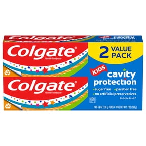 Colgate Kids Cavity Protection Toothpaste with Fluoride, Mild Bubble Fruit, 4.6 oz, 2 Pack